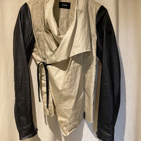 RUDSAK soft leather and linen jacket for woman, medium size, excellent condition - Picture 3 of 15